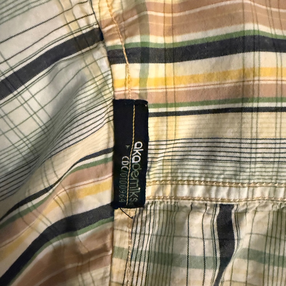Vintage Akademiks Plaid Button Down Shirt Mens 2XL Green Yellow Y2K Streetwear - Picture 6 of 11